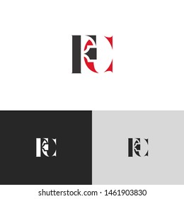 Initial Letter f c uppercase modern logo design template elements. red letter Isolated on black white grey background. Suitable for business, consulting group company.