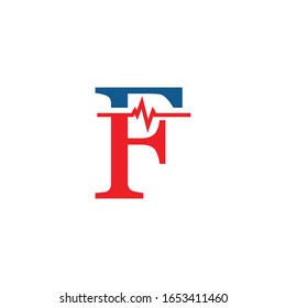initial letter f cardiogram logo vector