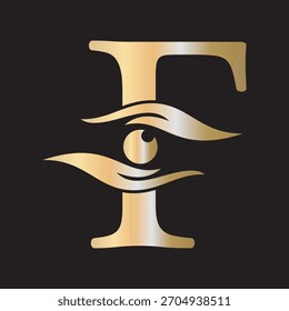 Initial Letter F Charity Logo Combine with Hand and Eye Symbol