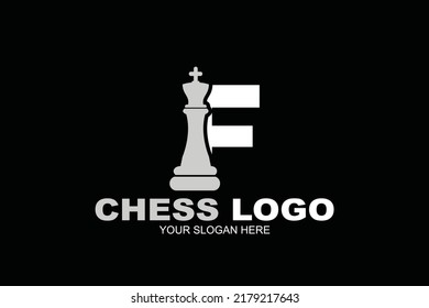 initial Letter F chess king logo