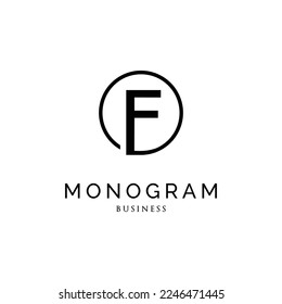 Initial Letter F Circle Monogram Icon Logo Design Template
