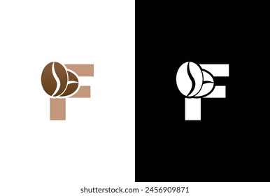 Initial Letter F Coffee Logo Template. Letter F coffee shop icon, coffee brand, minimalist, modern Suitable for coffee shop logo template.