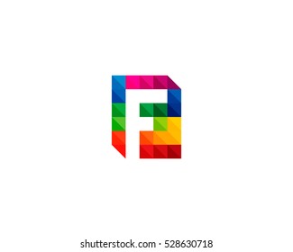 Initial Letter F Colorful Pixel Logo Design Template