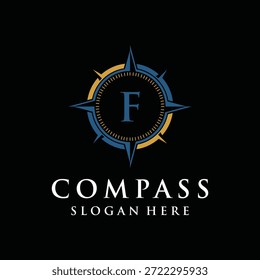 Letra inicial da inspiração de design de logotipo de navegação de bússola 