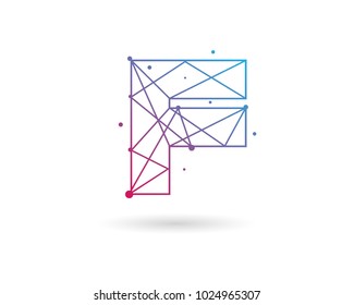 Initial Letter F Connected Circle Network Logo Design Template Element