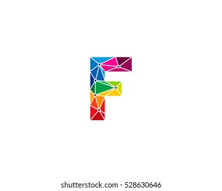 Initial Letter F Creative Poly Color Logo Design Template