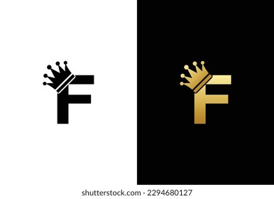 initial letter F crown logo, king royal brand company logo design vector template