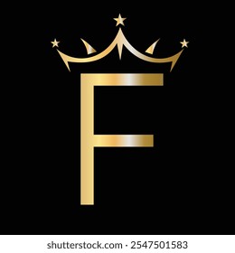 Initial Letter F Crown Logo For Beauty and Fashion Logo Symbol Vector Sign