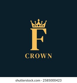 Initial letter F with Crown logo design. Initial identity F logo icon. crown logo design vector template