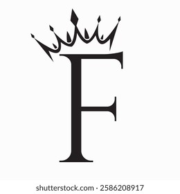 Initial Letter F Crown Logo Concept For Fashion and Beauty Symbol Vector Template