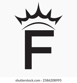 Initial Letter F Crown Logo Concept For Fashion and Beauty Symbol Vector Template