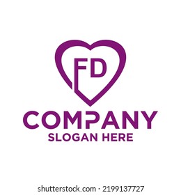 Plantilla de diseño de vectores de logotipo F D de letra inicial