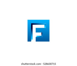 Initial Letter F #D Square Logo Design Template