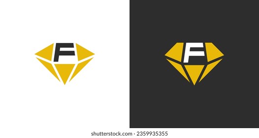letra inicial F Símbolo de símbolo de concepto de logotipo de diamante Diseño de elemento. Joyería, Gema, Logotipo Joyero. Plantilla de logotipo de ilustración de vector