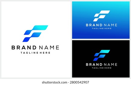 Initial letter F digital data network for internet technology logo design