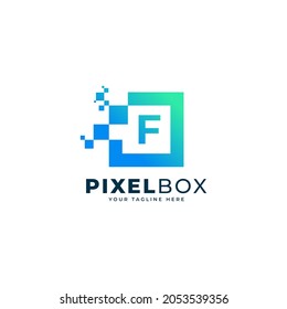 Letra Inicial Del Diseño Del Logotipo Digital Pixel. Forma geométrica con puntos de píxeles cuadrados. Usable para Logos de Negocios y Tecnología