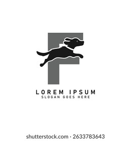 Initial Letter F Dog Logo. Alphabet F Dog Design vector illustration