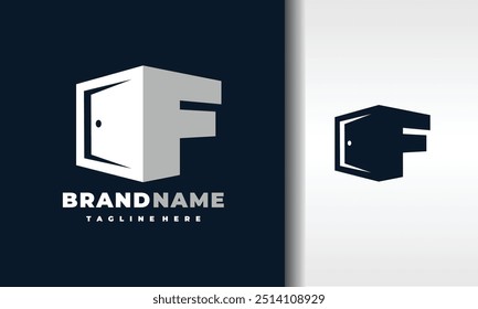 Letra inicial F logotipo de la puerta