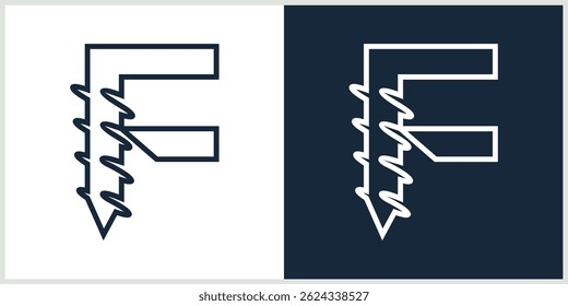 initial letter F drill logo line art