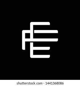 Initial letter F and E, FE, EF, overlapping interlock monogram logo, white color on black background