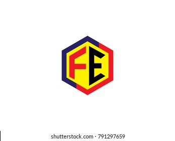 Initial letter F and E Hexagonal design Logo Vector Graphic Branding Letter Element.