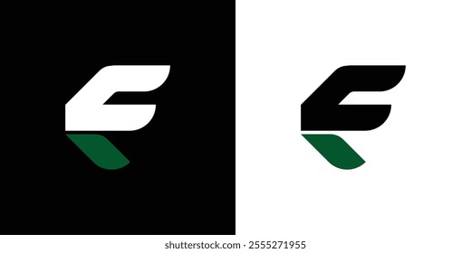 Initial Letter F or E Logo with leaves