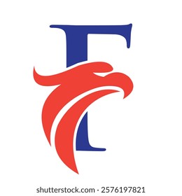Initial Letter F Eagle Logo. Eagle Head Logo Concept For Business Company Vector Template