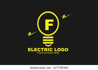 Initial Letter F Electric Lamp Logo