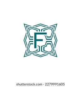 Letra inicial F líneas elegantes logotipo de marco alfabético moderno