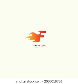 Initial letter F Fast speed, fire logo design template