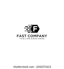 Initial Letter F Fast Speed Logo Design Template with a polygon shape