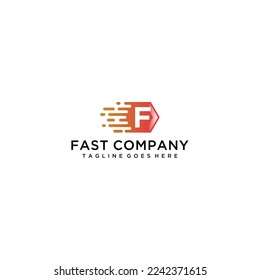 Initial Letter F Fast Speed Logo Design Template with a polygon shape