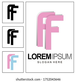 letra inicial F y F, logotipo de FF, estilo de arte de línea monográfica, diseño y plantilla