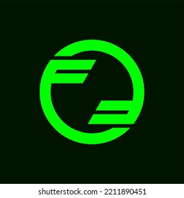 Letra inicial F o plantilla de logotipo FF con ilustración de línea de círculo geométrico en un símbolo de monograma de diseño plano