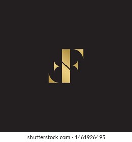 Initial letter f ff uppercase modern logo design template elements. Gold letter Isolated on black  background. Suitable for business, consulting group company.