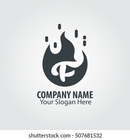 Initial Letter F With Fire Logo 