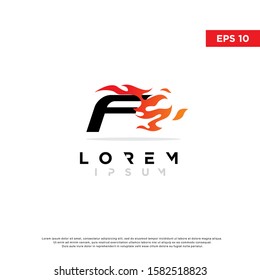 initial letter f fire speed logo. modern icon template design