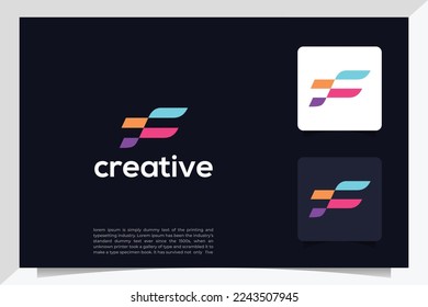 Initial Letter F With Flag Logo, Initial Letter Logo For Your Company Name, Alphabet Logo Template Ready For Use, Modern Initial Logo