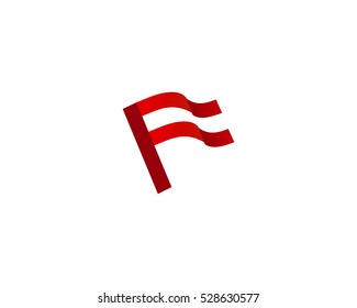 Initial Letter F Flag Logo Design Template