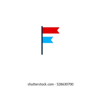Initial Letter F Flag Logo Design Template