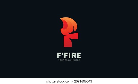 Letra inicial Diseño del logotipo del incendio de llama F