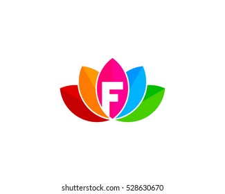 Initial Letter F Flower Logo Design Template