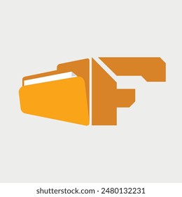 Initial Letter F Folder Logo. Vector Illustration.