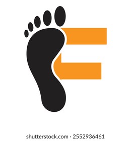 Initial Letter F Foot Logo Design Concept For Step Symbol Vector Sign