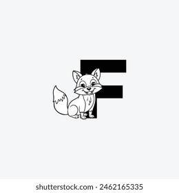 Initial Letter F with Fox Logo Design. The fox is sporting a happy smile. letter F and fox head vector illustration for icon, symbol or logo.