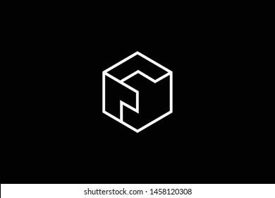 Initial letter F FR RF minimal monogram art logo, gold color on black background.