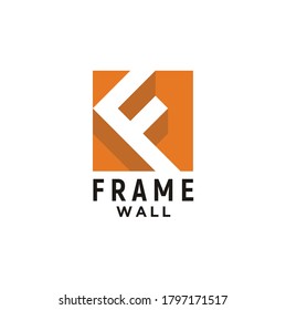 Letra inicial marco F con pared cuadrada diseño de logotipo moderno sencillo