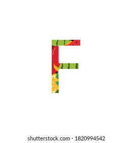 Initial Letter F with Fruit theme background.