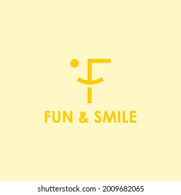 initial letter f fun human face smiling logo design vector illustration