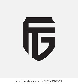 Initial letter F, G, FG or GF overlapping, interlock, monogram logo, black color on white background